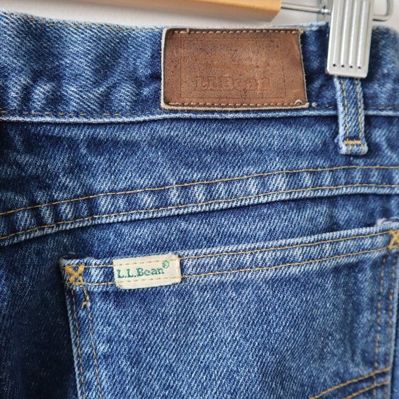 Vintage L.L. Bean High Waisted Wide Leg Blue Jeans - Picture 7 of 16